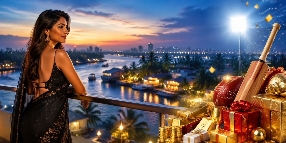 Cricket betting in Kerala backwaters setting with phone